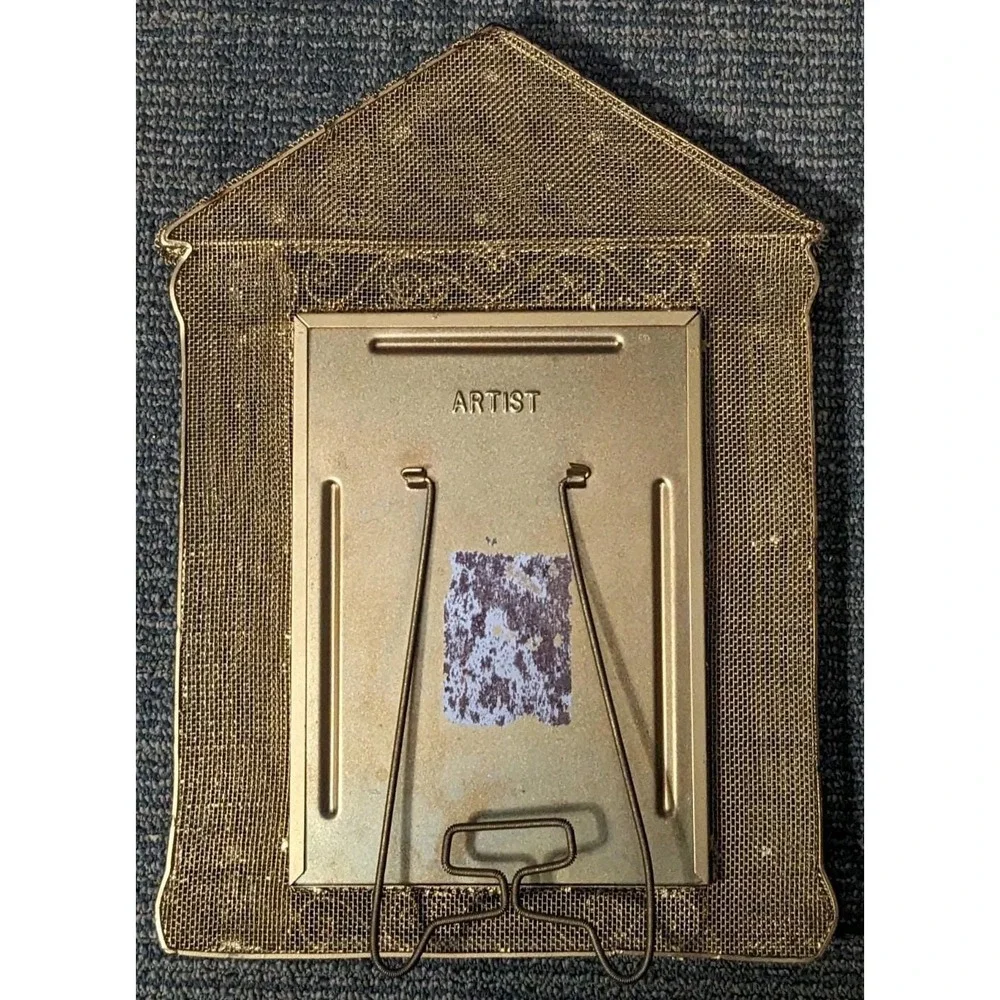 Vintage Style Ornate Gold Filigree Metal Picture Frame Hollywood Regency Columns